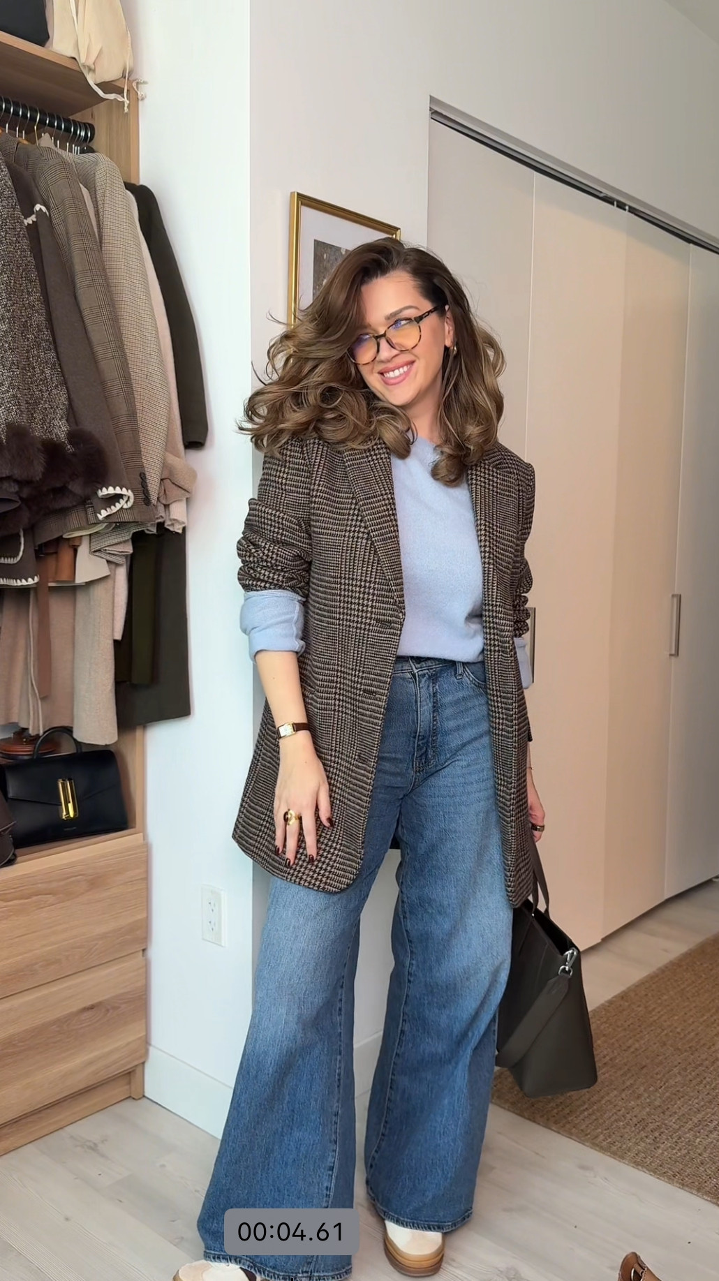 Look 4 

I have been on such a powder blue kick lately 🦋🤍

I love the softness of this look and how easy it is to wear! Super comfortable, cozy, but still professional enough for more casual offices 💼

Blazer: GAP wool size S runs big 
Top: Quince, M 
Jeans: Walmart, 6 true to size 
SHoes: Adidas, 8 - sized down half a size! they run big 

 

#LTKdayinmylife #LTKSeasonal #LTKWorkwear