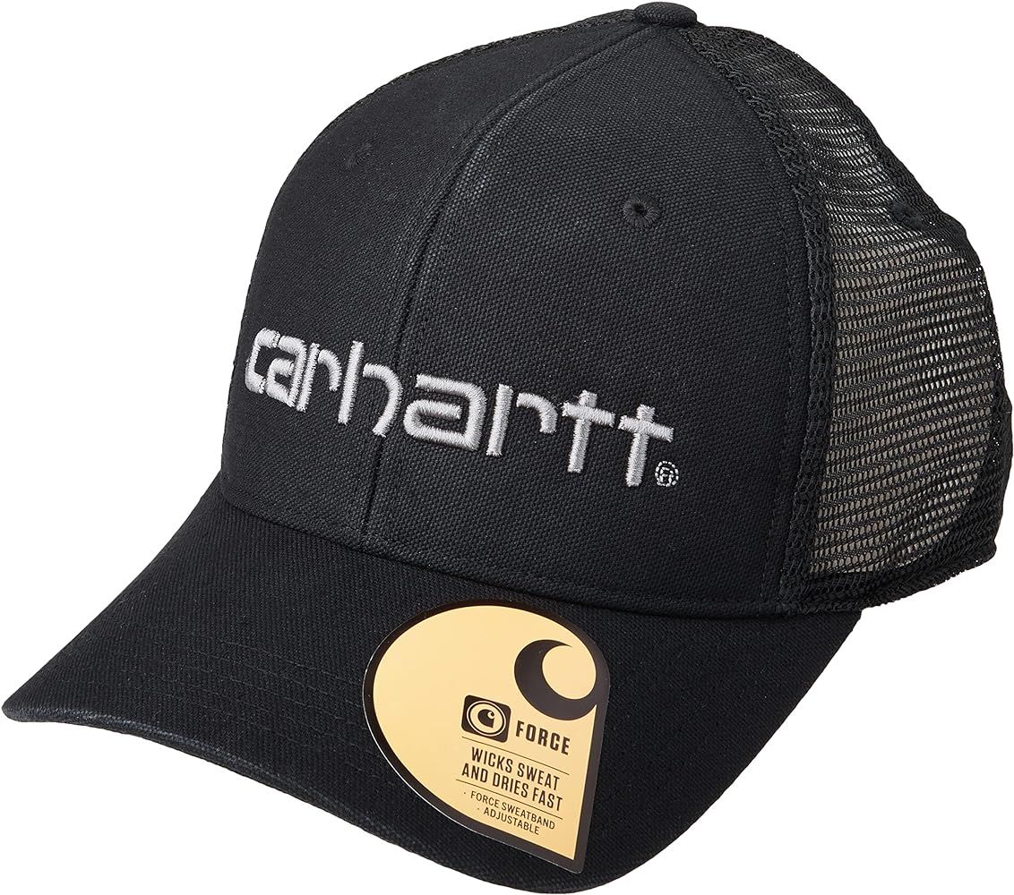 Carhartt Men's Canvas Mesh-Back Logo Graphic Cap, Black, OS at Amazon Men’s Clothing store | Amazon (US)