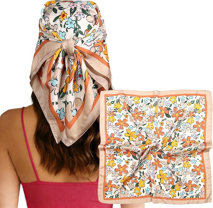 CHLINS 27.5” Square Head Scarf for Women Satin Hair Scarf Silk Wrap Neck Scarf Bandanas for Han... | Amazon (US)