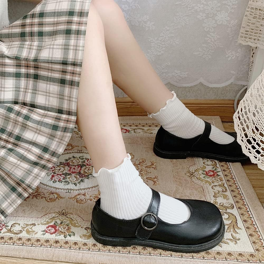 Mcool Mary Womens Socks, Ruffle Turn-Cuff Casual Ankle Socks Breathable Cool Knit Cotton Lettuce ... | Amazon (US)