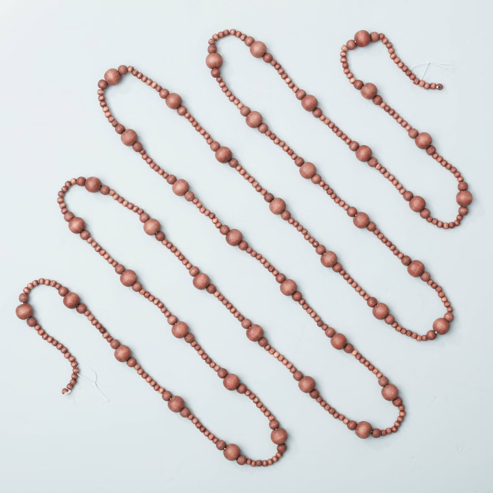 Decorative Wooden Bead Christmas Tree Garland 12ft Dark Brown - Hearth & Hand with Magnolia | Target