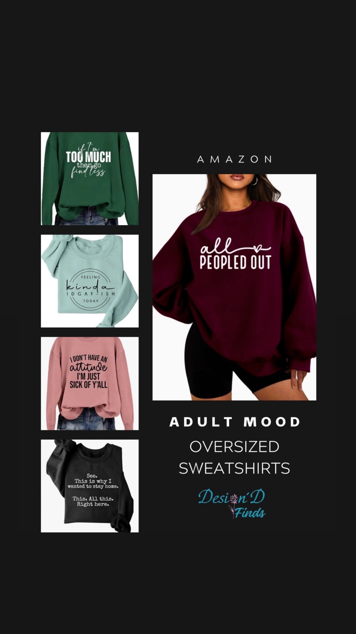 Serving oversized sass one sweatshirt at a time 😌✨ If my mood had a uniform, this would be it — and honestly, it understands me better than most people do 😭🖤

All linked here to shop! 

#amazon #mood #sweatshirt #comfy #sunday 

#LTKselfcare #LTKmomlife #LTKdayinmylife