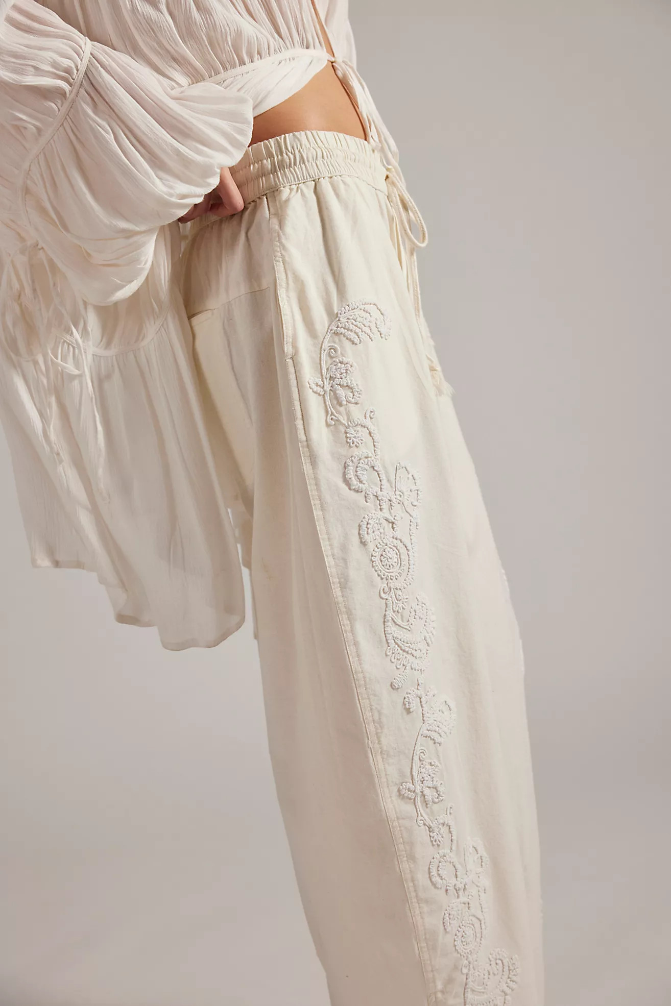 Lex Embroidered Pull-On Barrel Pants | Free People (Global - UK&FR Excluded)