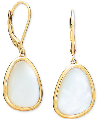 Mother of Pearl Abstract Bezel Leverback Drop Earrings in 18k Gold-Plated Sterling Silver | Macy's