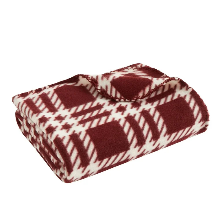 Mainstays Red Plaid Fleece Throw | Walmart (US)