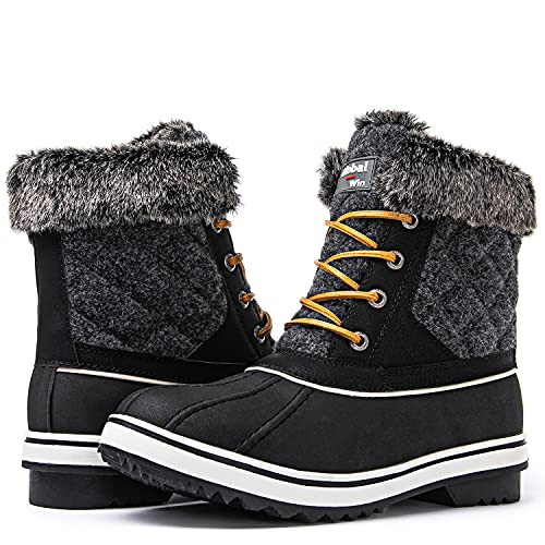 GLOBALWIN Women's Snow Boots Black Winter Boots For Women 7.5M | Amazon (US)