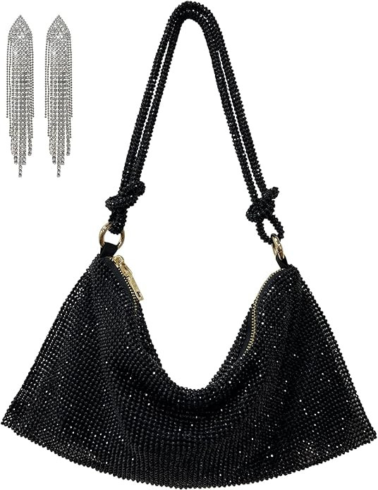 Rumdin Rhinestone Purse Top Handle Mesh Bag Crossbody bag Purse Clutch Purses for Women Gift | Amazon (US)