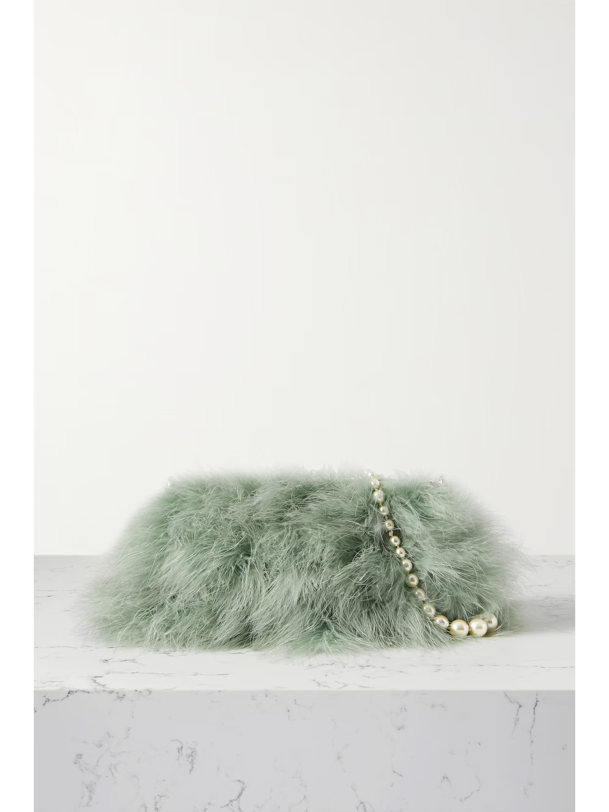 Velvet-trimmed feather-embellished satin clutch | NET-A-PORTER (US)