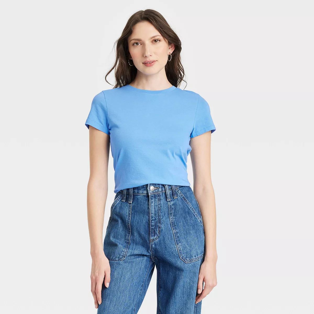Women's Shrunken Short Sleeve T-Shirt - Universal Thread™ Blue S | Target