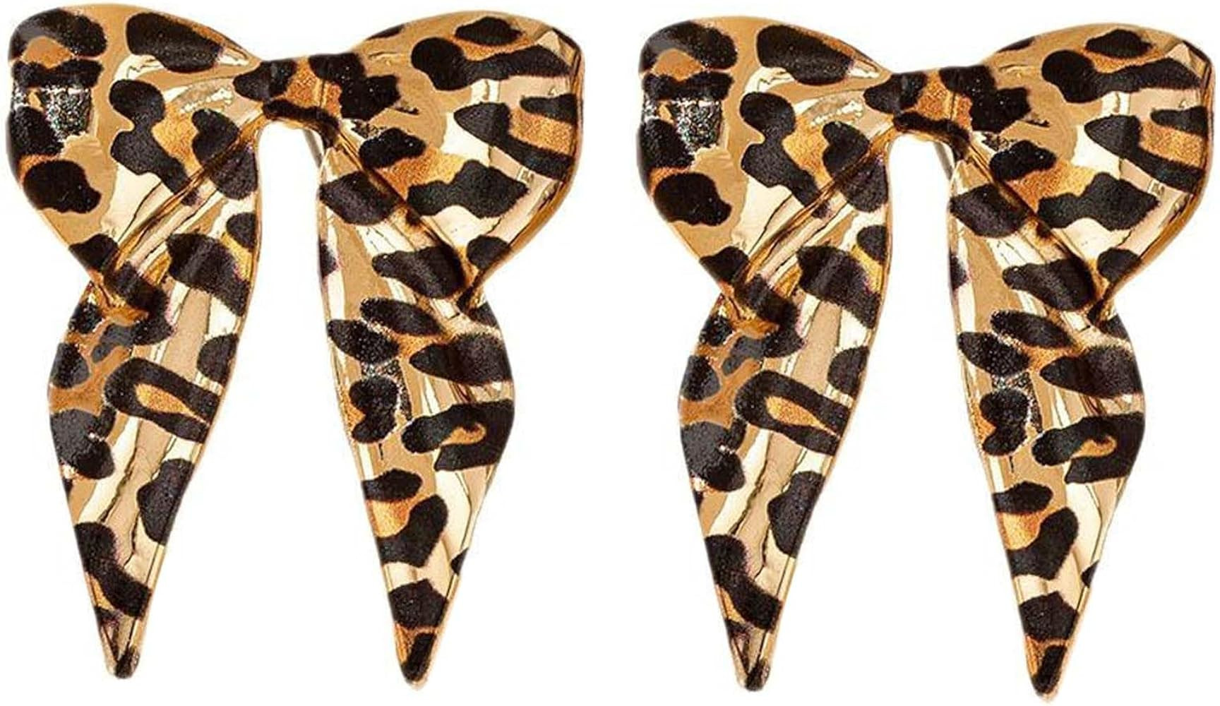 WCRAZYE Leopard Earrings for Women Vintage Cheetah Leopard Print Heart Disco Bow Earrings Animal ... | Amazon (US)