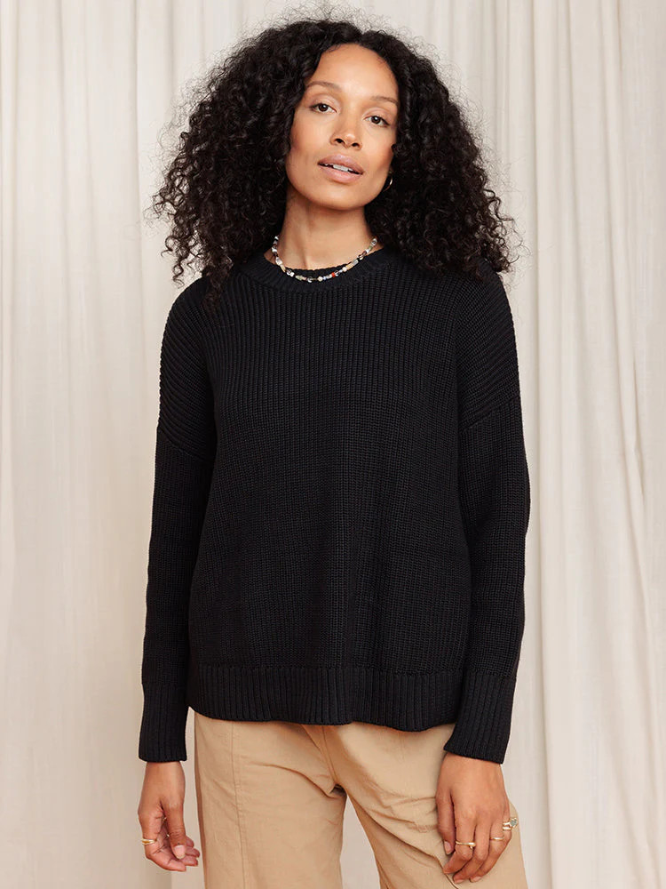 Shelter Cotton Crewneck Sweater Black | Tradlands