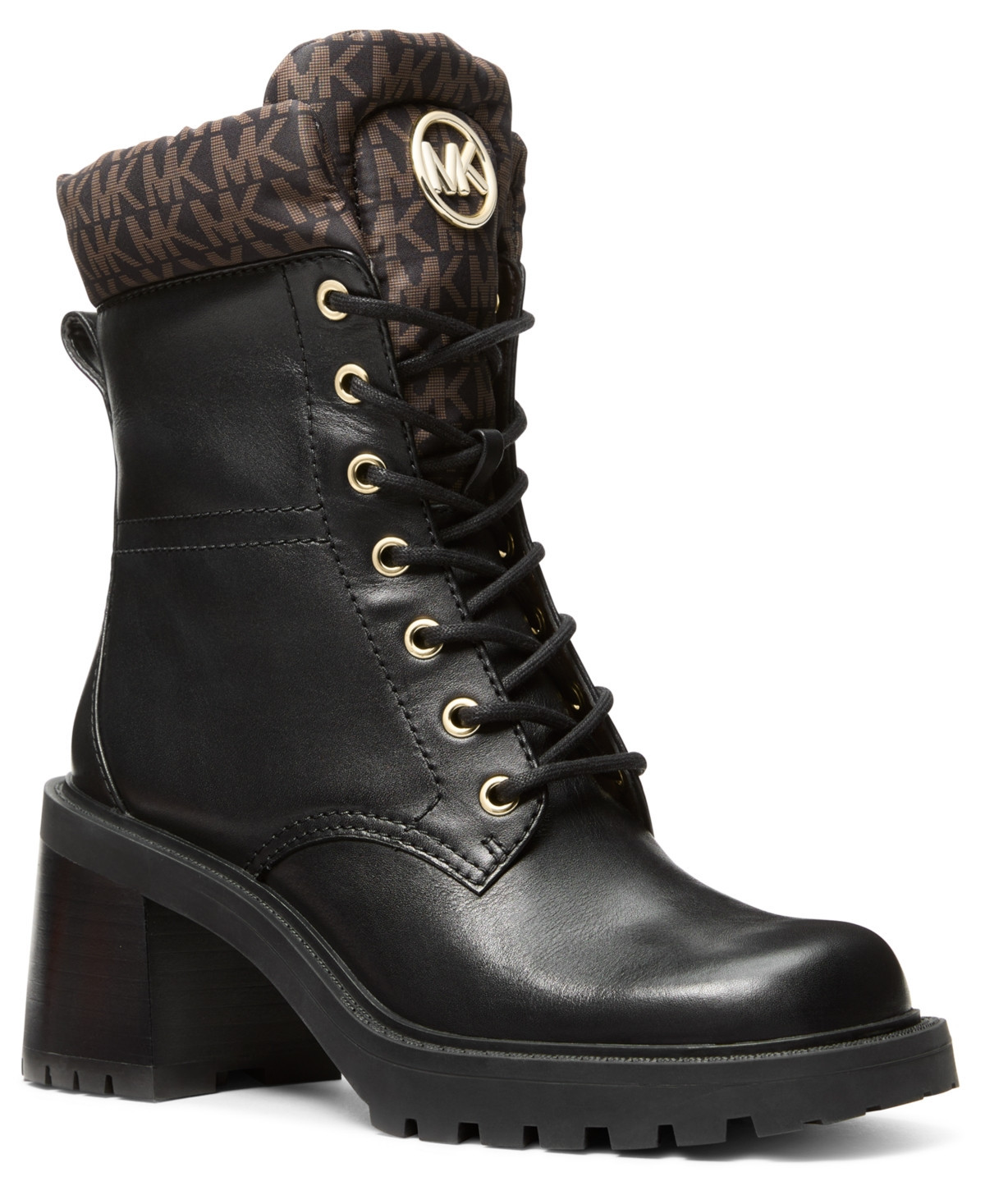 Michael Michael Kors Women's Cade Round Toe Heeled Booties - Brown/ Black | Macy's