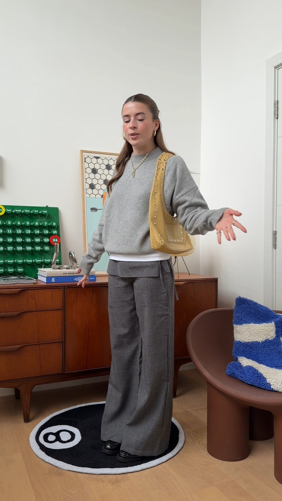 Office outfit idea, office outfits, smart casual style, grey trousers, urban outfitters trousers, smart trousers, Uniqlo jumper, Uniqlo knit, grey jumper, yellow bag, loafers, black loafers 

#LTKautumn #LTKuk #LTKstyletip