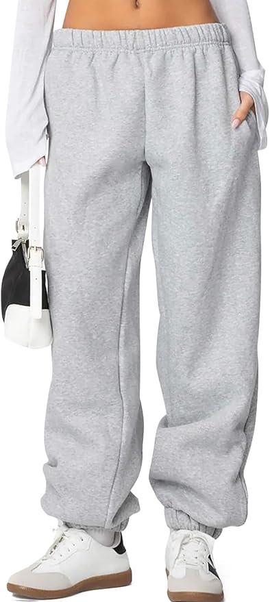 Women's Fleece Lined Sweatpants High Waist Drawstring Sweat Pants Baggy Athletic Pants with Pocke... | Amazon (US)