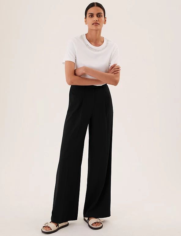 Pleat Front Wide Leg Trousers | Marks & Spencer (UK)