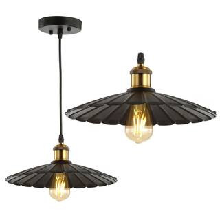 JONATHAN Y Lotus 12.25 in. 1-Light Brass Gold/Black LED Pendant with Adjustable Metal JYL9062A - ... | The Home Depot
