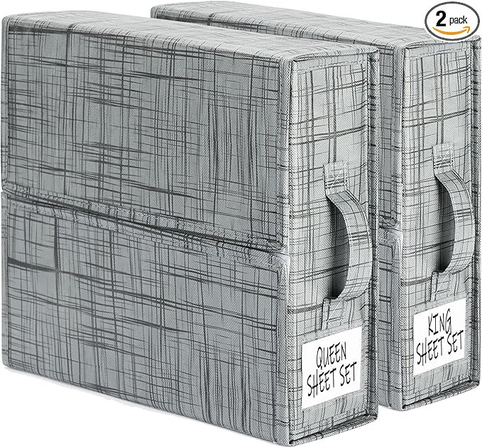 SheetCube 2 Pack Bed Sheet Organizers and Storage, Foldable Bedding Storage Box Container with Wi... | Amazon (US)