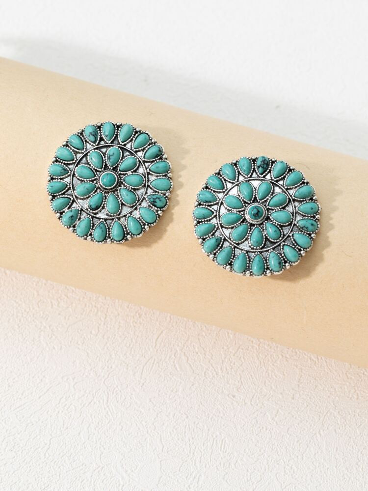 Turquoise Round Stud Earrings
       
              
              $2.50        
    $2.38
     
... | SHEIN