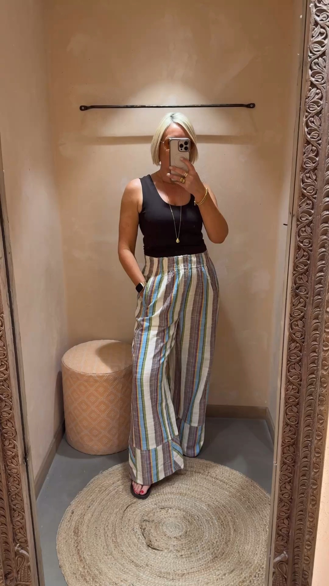 3 trousers from Free People:
Stripe wide leg: size M  (size down)
Ballon pants: size S
Cargo pants: size M

#LTKstyletip #LTKsummer #LTKover50style