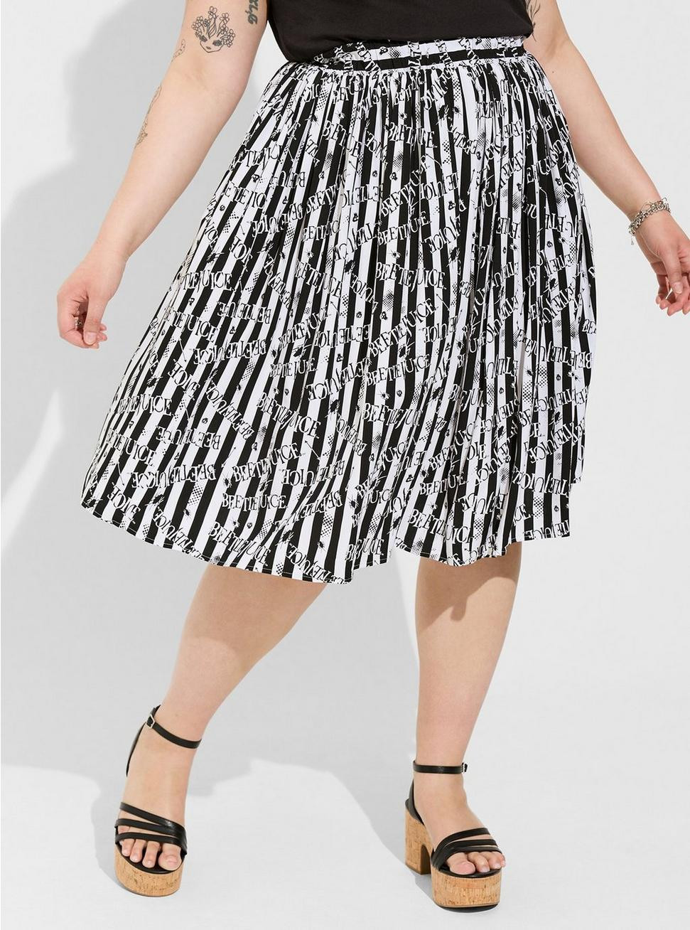 Warner Bros Beetlejuice Midi Challis Skater Skirt | Torrid (US & Canada)