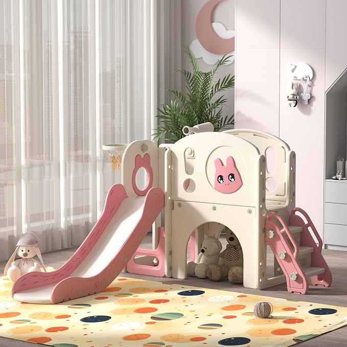 NYEEKOY 8-in-1 Toddler Slide and Climber Playset, Kids Slide Playground with Stairs, Tunnel, Tele... | Amazon (US)