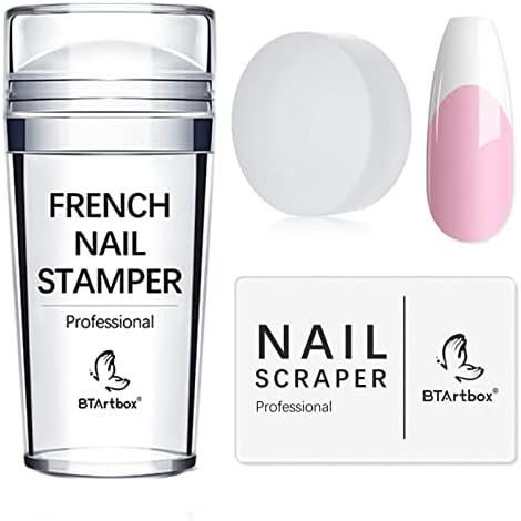 French Nail Stamper - BTArtbox French Tip Nail Tools with Nail Scraper and Replaceable Stamper He... | Amazon (US)