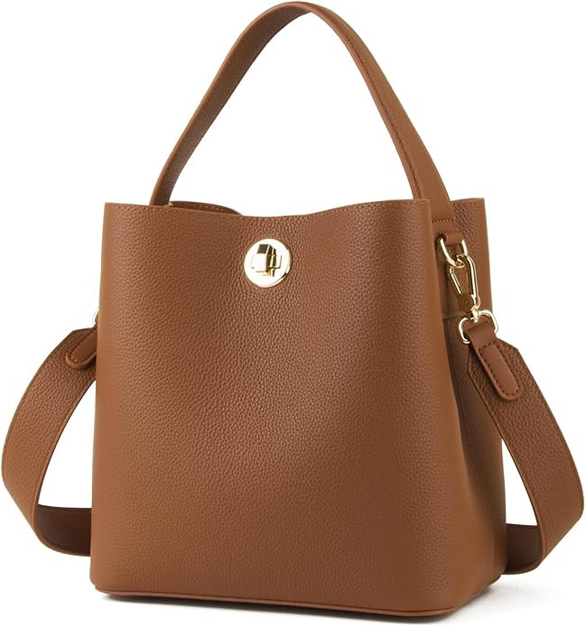 Genuine Leather Bucket Tote Bag for Women, Small Crossbody Bag and Trendy Shoulder Bag with Adust... | Amazon (US)