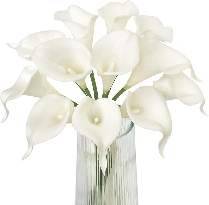Letjolt White Calla Lily 12Pcs Artificial Flowers Bouquet for Wedding Bride Shower Blessing Gift ... | Amazon (US)