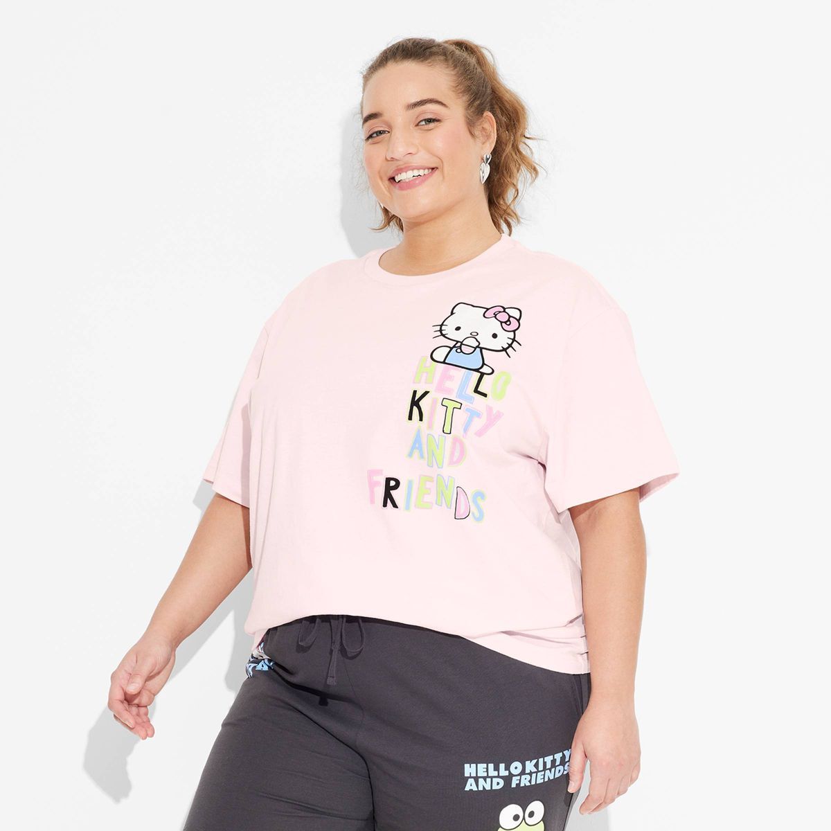 Women's Sanrio Positivity Oversized Short Sleeve Graphic T-Shirt - Pink | Target