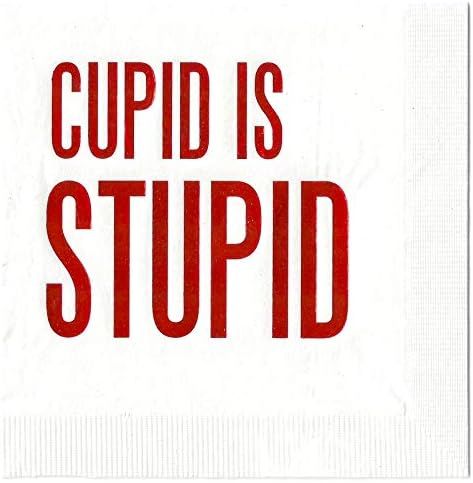 Cupid Is Stupid Cocktail Beverage Napkins (20 pcs) Foil Stamped Anti- Valentines and Singles Awar... | Amazon (US)