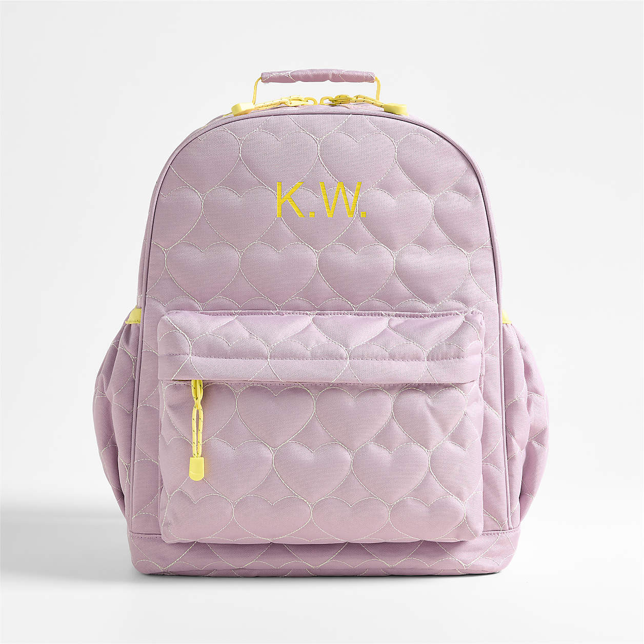 Quilted Purple Heart Large Kids Backpack with Side Pockets + Reviews | Crate & Kids | Crate & Barrel