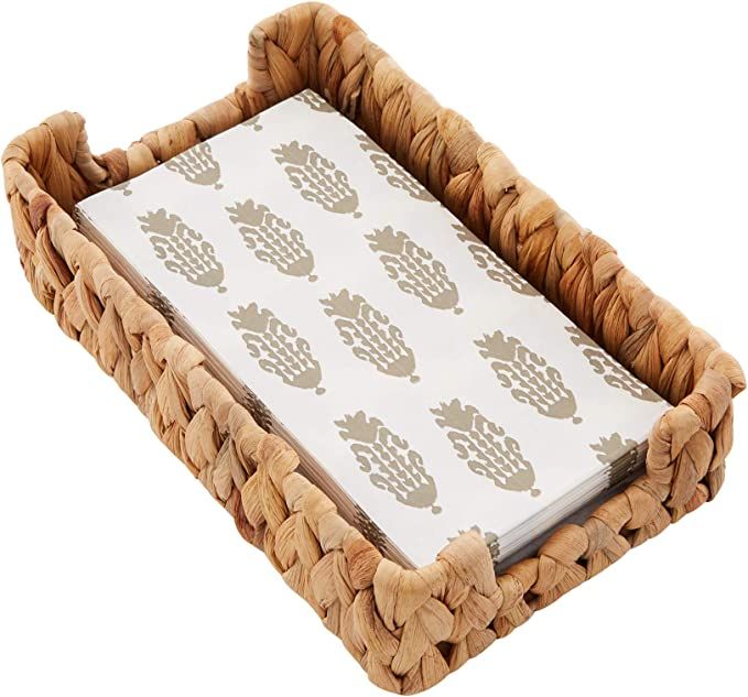 Mud Pie Hyacinth Guest Napkin Set, tan, Basket 9" x 5 1/2" | Towel 8" x 4 1/2" | Amazon (US)