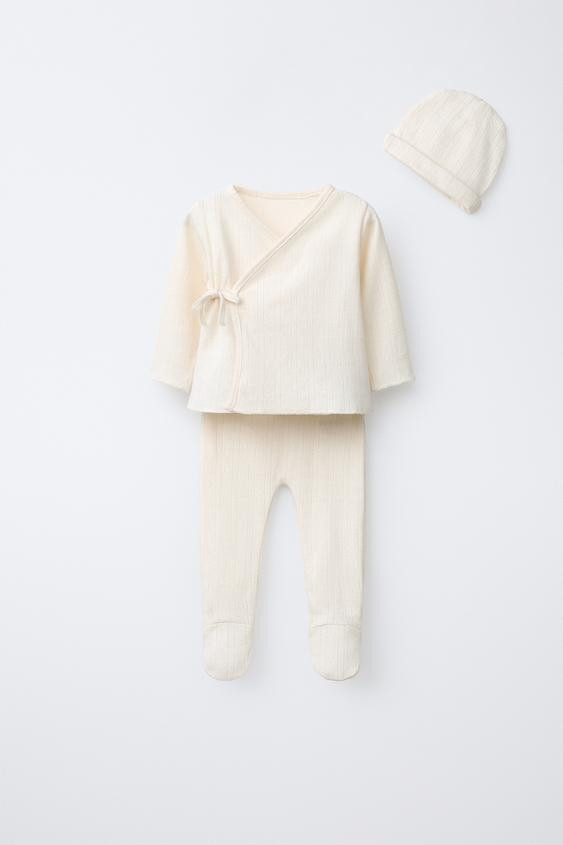 POINTELLE HEART LAYETTE SET AND POUCH | Zara US