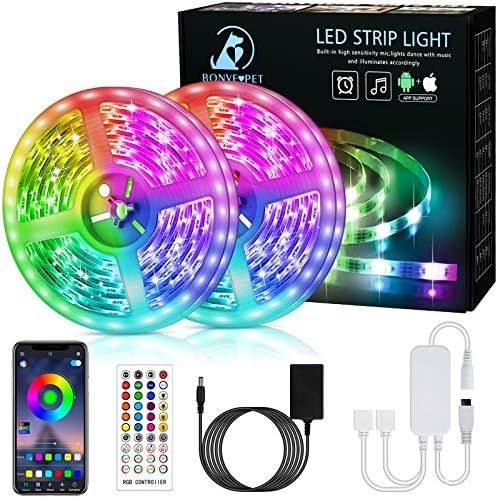 LED Strip Lights 40ft, 5050 RGB LED Light Strips with 40 Keys Remote and APP Control, Color Chang... | Amazon (US)