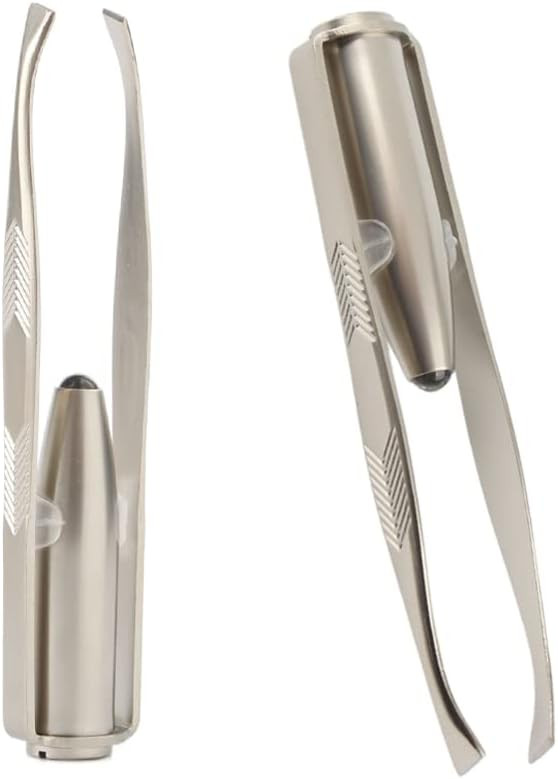 Amazon.com : Comimark 2 PCS Eyebrow Tweezers Stainless Steel With LED Light Anti-static Eyelash E... | Amazon (US)