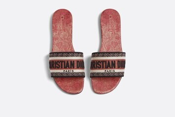 Gold-Tone Embroidered Cotton with Metallic Thread and Cherry Red Dior Brocart Motif | Dior Couture