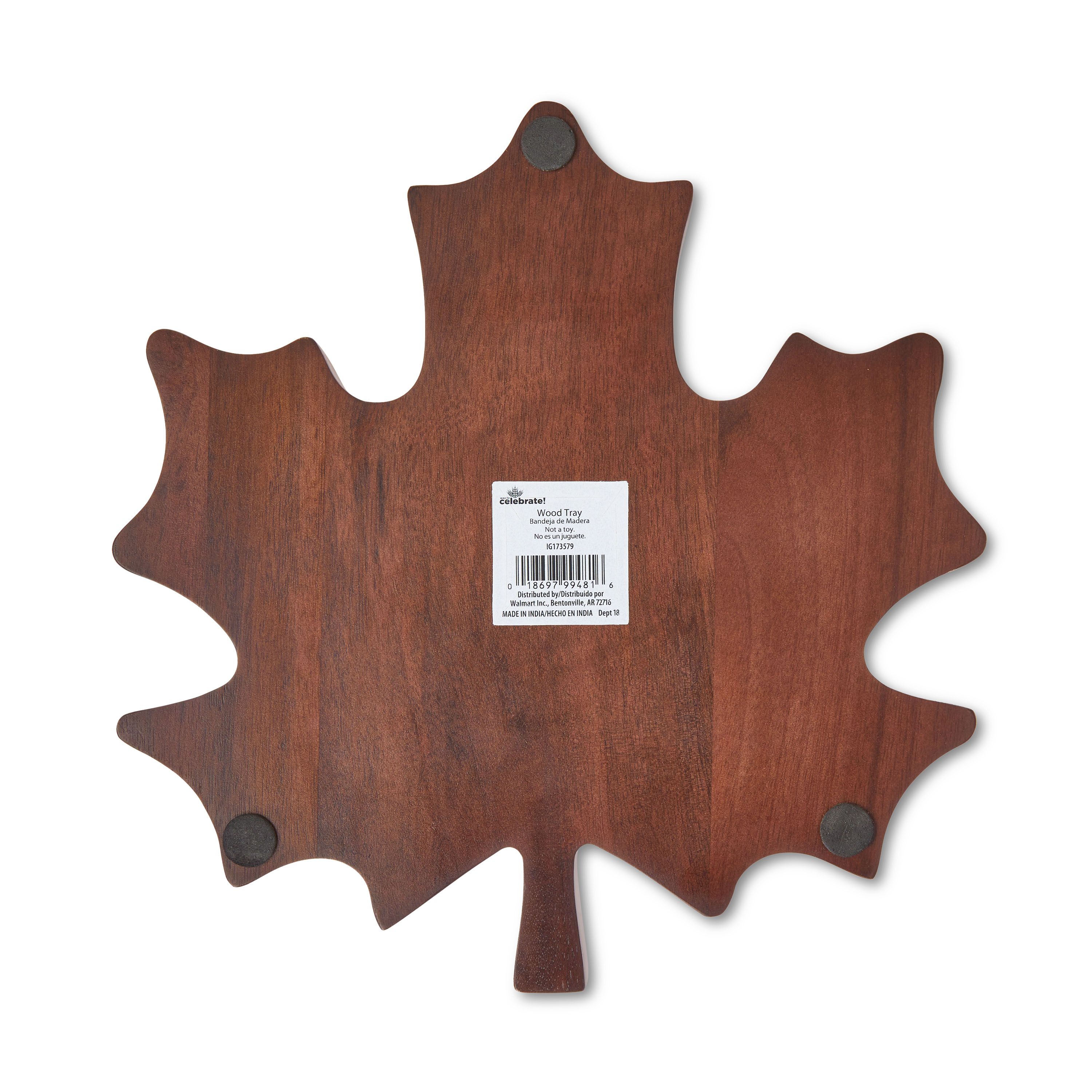 Harvest Leaf-Shaped Mango Wood Tray Tabletop Decoration, by Way To Celebrate - Walmart.com | Walmart (US)