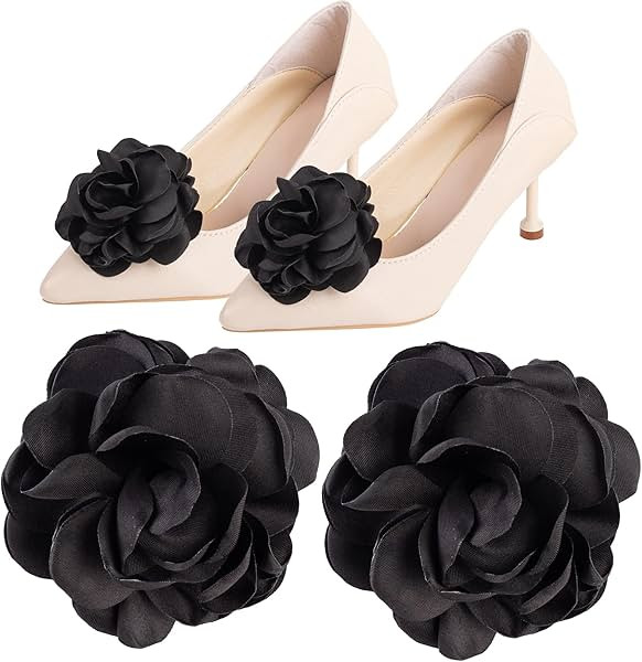 Framendino, Handmade Flower Shoes Clips Rose Flower Shoes Charms Decoration Fabric Rose Wedding S... | Amazon (US)
