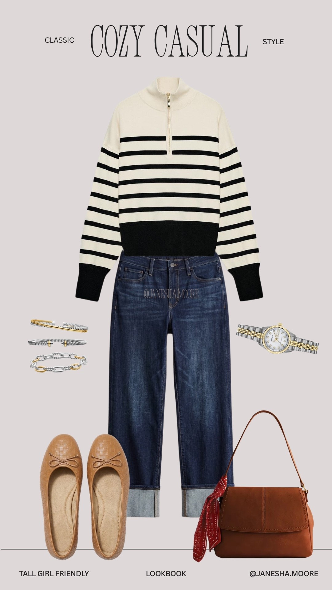 Love this cozy casual look!!! 5’9 200 lbs wearing [M] striped sweaters + [12] cuffed jeans

#LTKootd #LTKMidsize #LTKTall