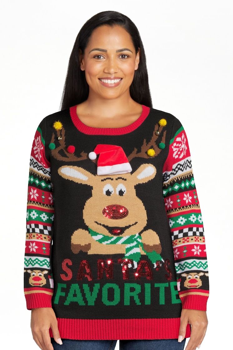 No Boundaries Juniors Christmas Sweater, Midweight, Sizes XS-XXXL | Walmart (US)