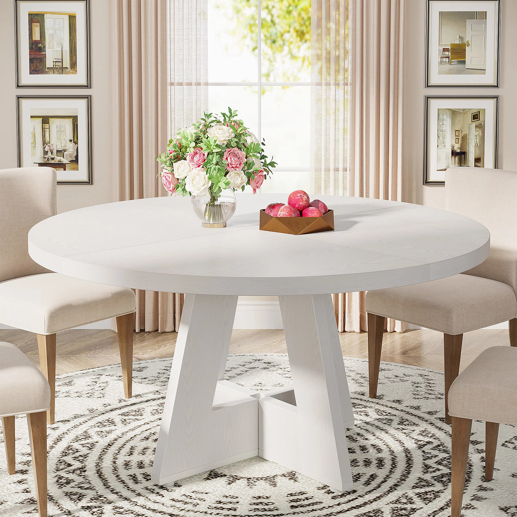 47 Inch Round Dining Table for 4 Farmhouse Kitchen Table | Wayfair North America