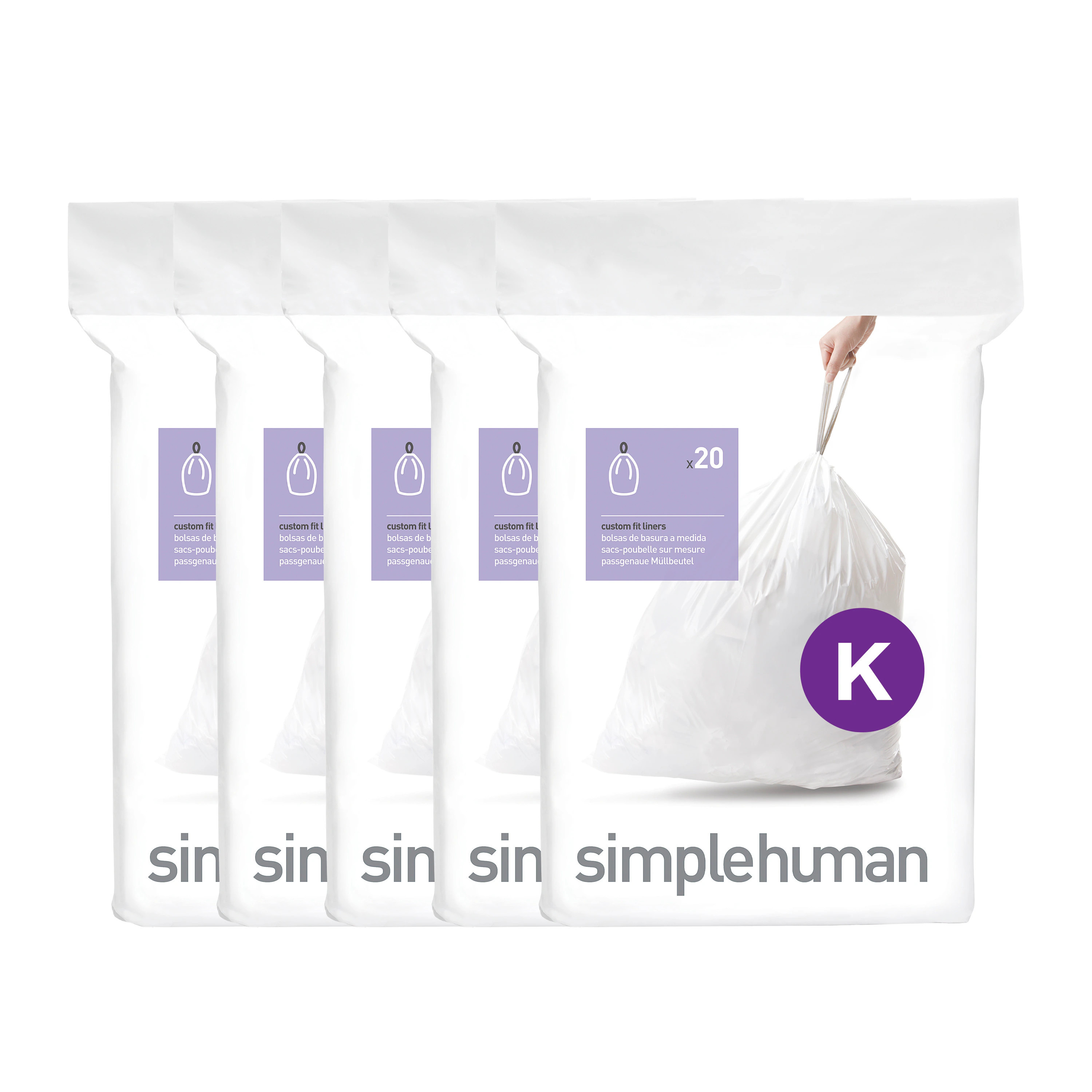 simplehuman Code K 100pk Genuine Custom Fit Liners, 12-Gallon Unscented White Indoor Plastic Kitchen Drawstring Trash Bag 100 -Count one_size | Lowe's