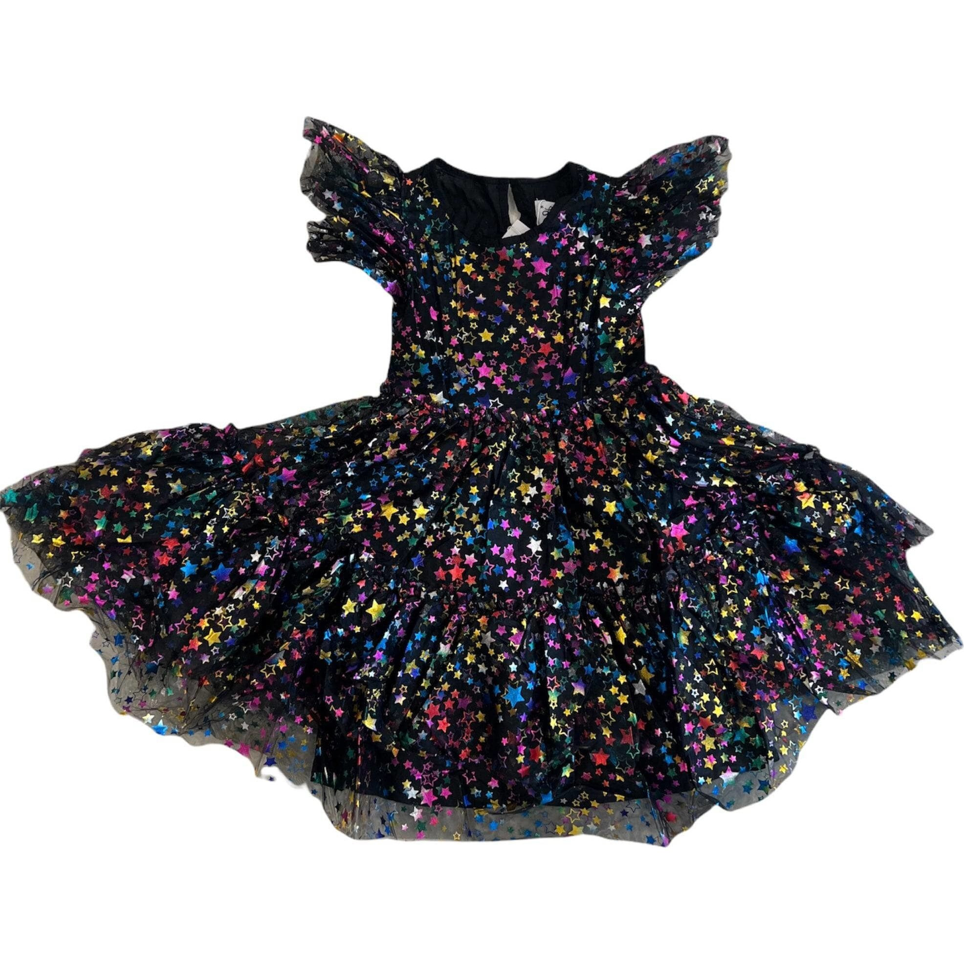 Shining Rainbow Star Tulle Dress, Black | Maisonette