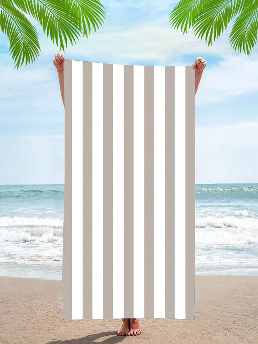 SHEIN X Heather Rae 1pc Colorful Striped Beach Towel, Fashionable And Minimalist Design, Superfin... | SHEIN