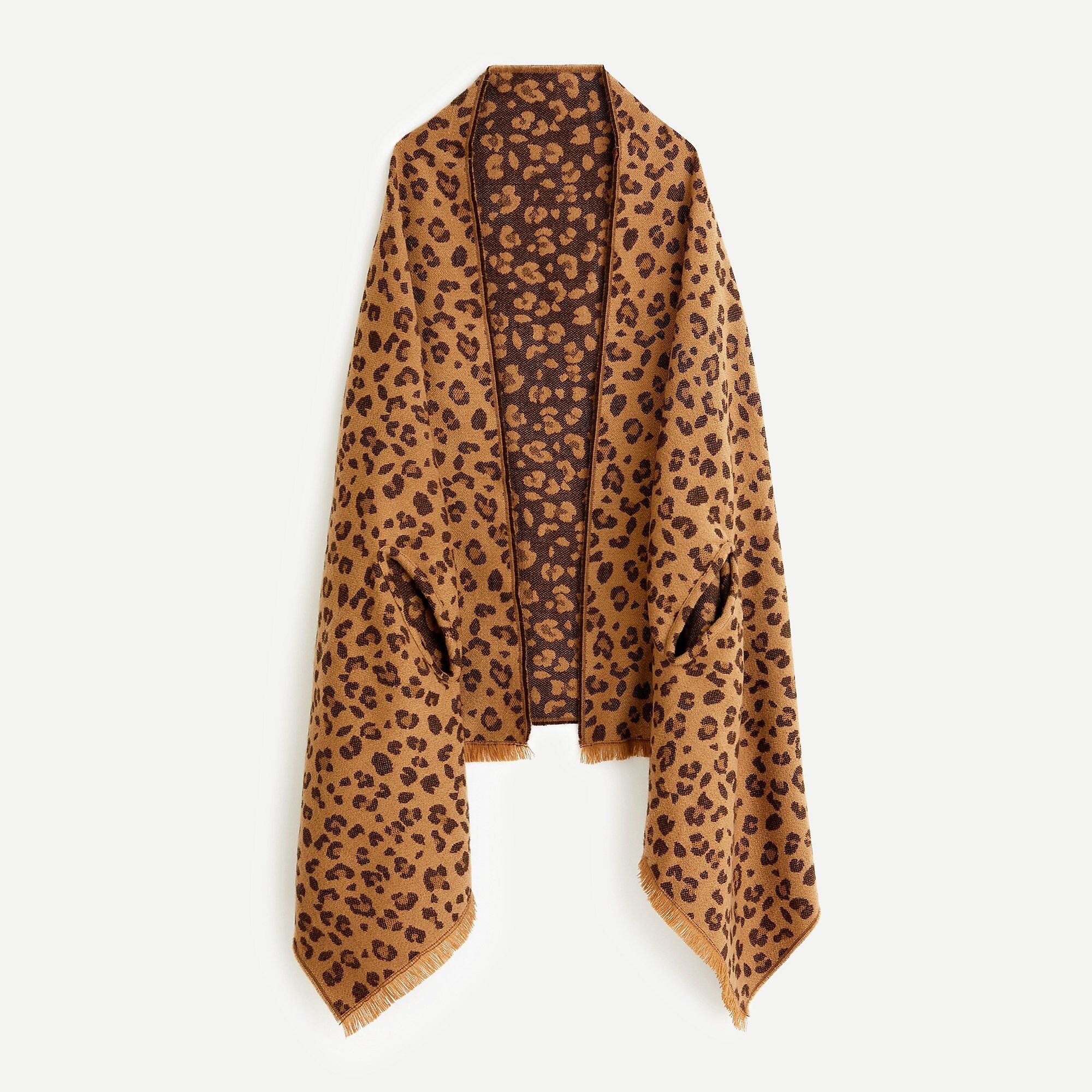 Cape-scarf in double-sided leopard | J.Crew US