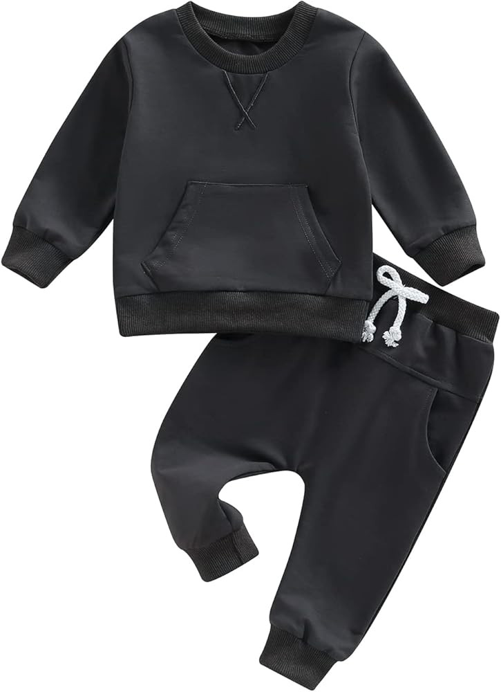 Thorn Tree Toddler Baby Boys Fall Outfits Long Sleeve Pull On Sweatshirt Elastic Waist Pants 2Pcs... | Amazon (US)