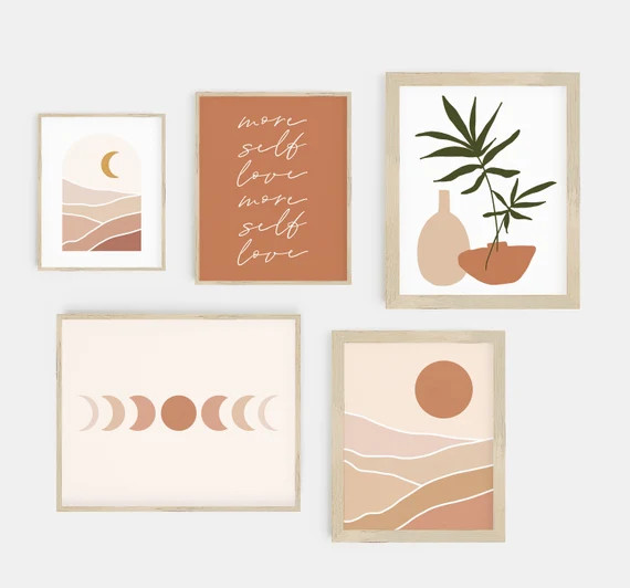 Gallery Wall Set  Boho Gallery Wall  Self Love Wall Art  - Etsy | Etsy (US)