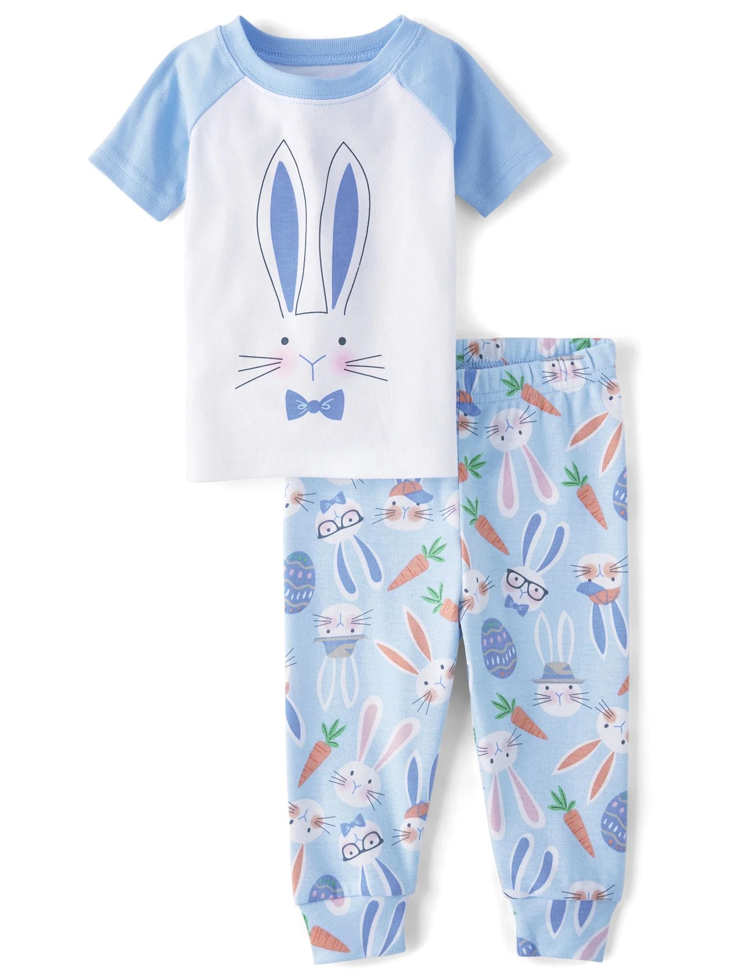 The Children's Place Baby and Toddler Boy's Short Sleeve Easter Bunny Snug Fit Cotton Pajamas, Si... | Walmart (US)