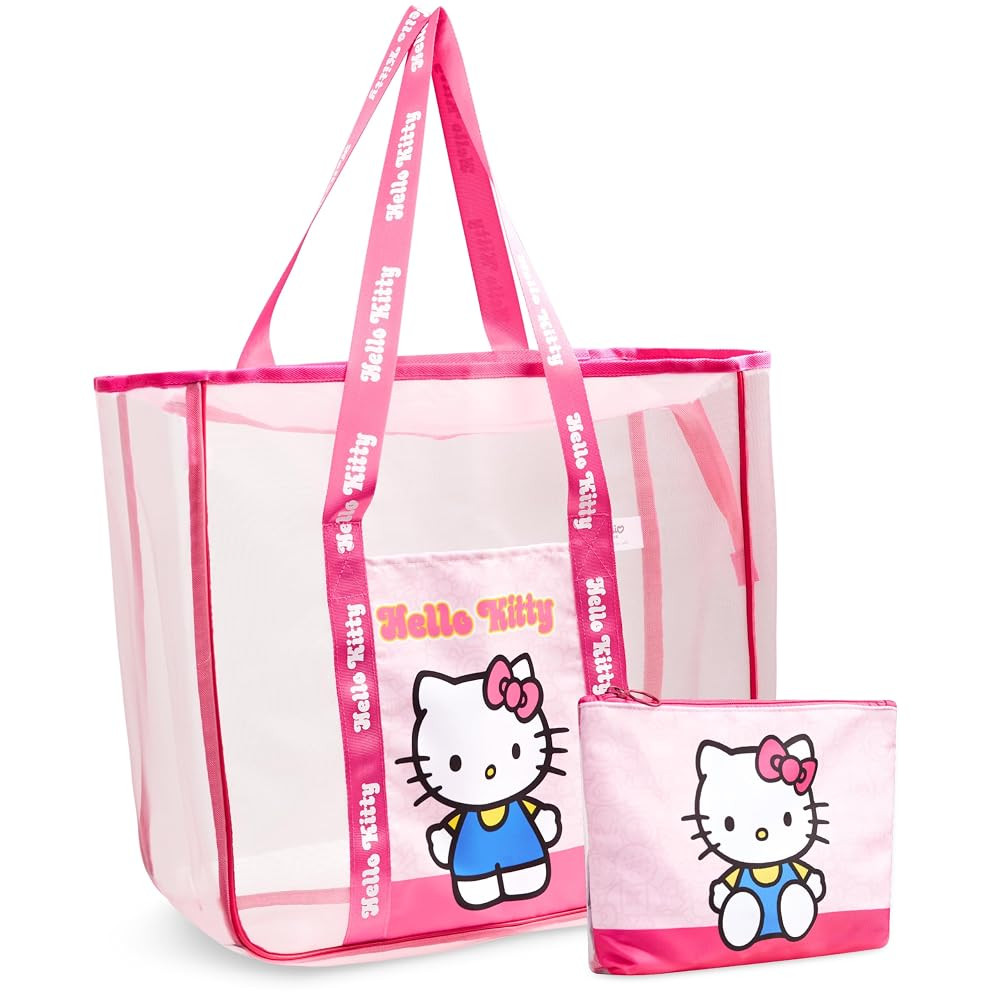 Get Trend Tote Bag for Women Teens Mesh Beach Bag Travel Bags with Small Pouch | Amazon (US)