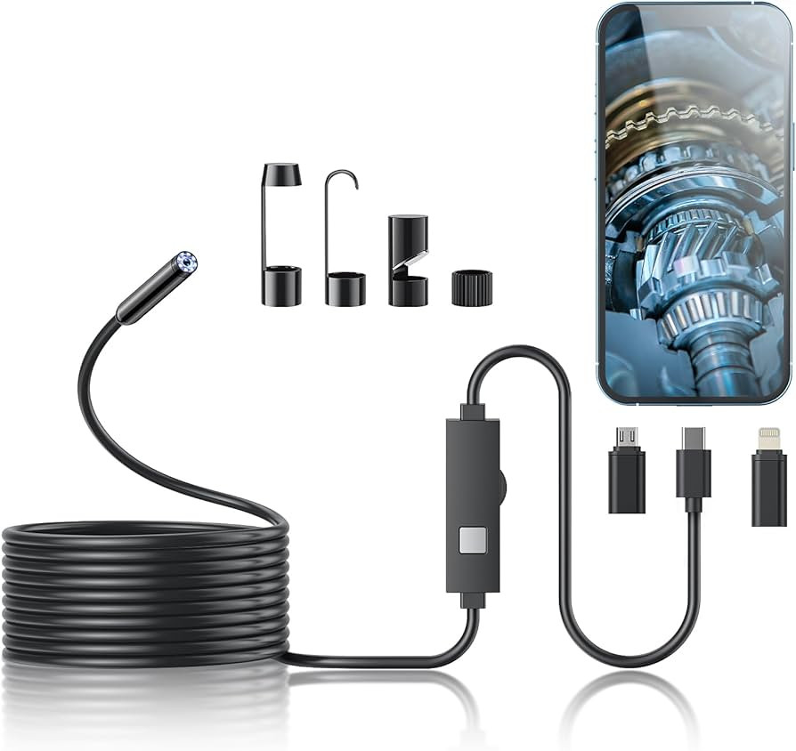 Endoscope Camera with Light, 1920P HD Borescope Tools with 8 Adjustable LED Lights, Endoscope wit... | Amazon (US)